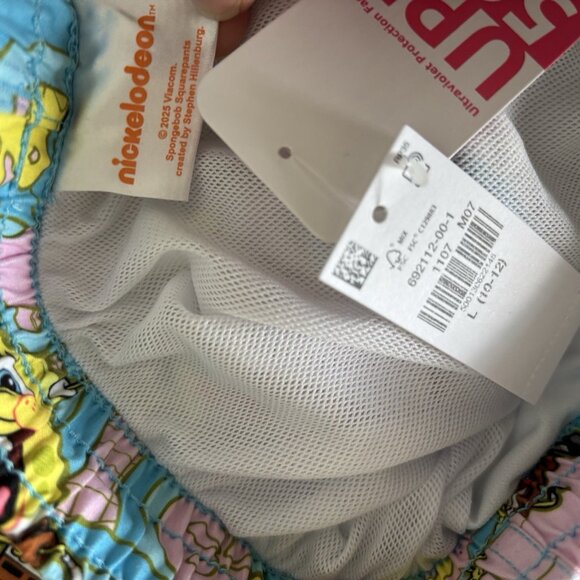 Spongebob Squarepants Swim Trunks Boy Size L 10-12 Travel Pool Beach Vacation - Picture 3 of 7